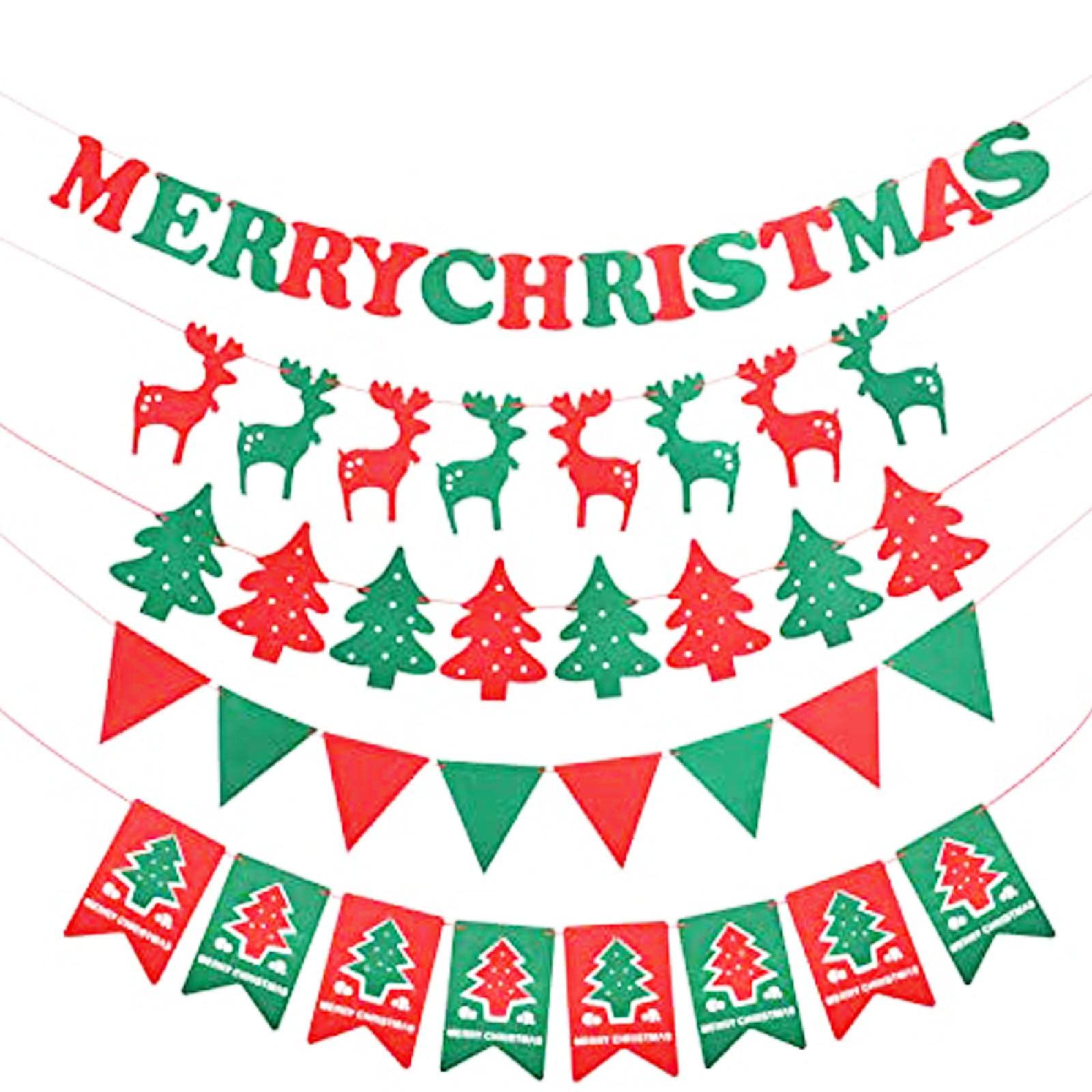 TopHomer Christmas Decorations - Merry Christmas Banner Garland Christmas Banners Flags Christmas Bunting Decorations for Christmas Window Office Decoration 5PCS