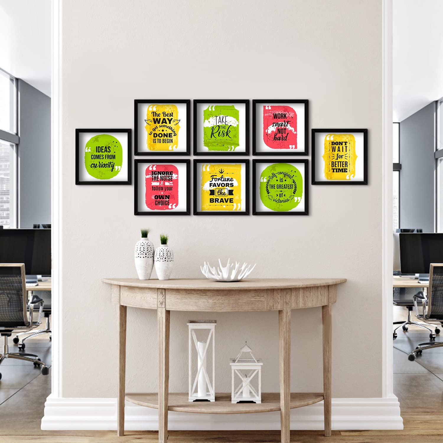 PAPER PLANE DESIGN Framed Motivational Poster Set of 8 for the Living Room, Stairs, Office. (B) 1