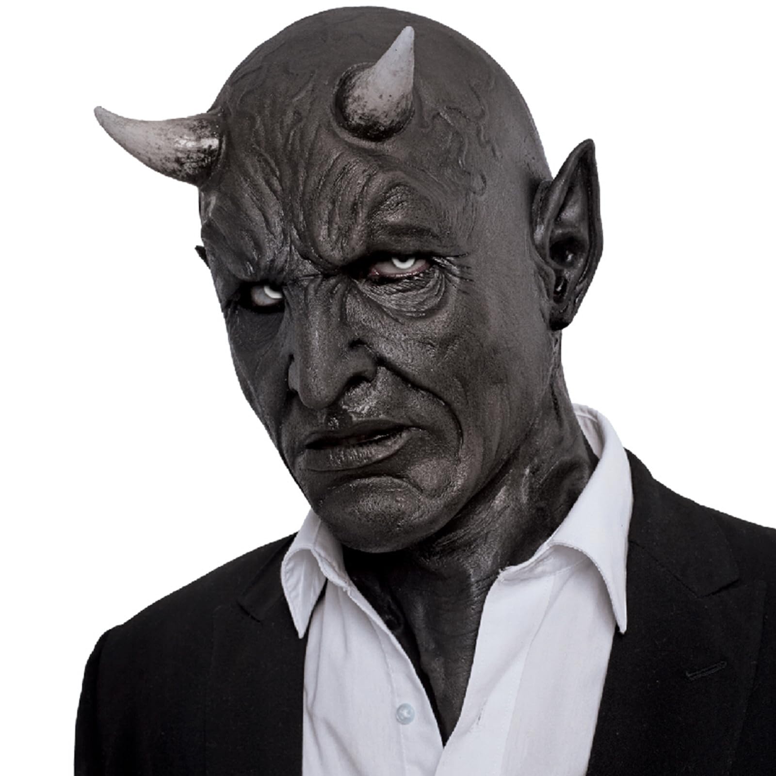 Demon Devil Mask - Scary Realistic Black Horror Minotaur Latex Halloween Costume for Men