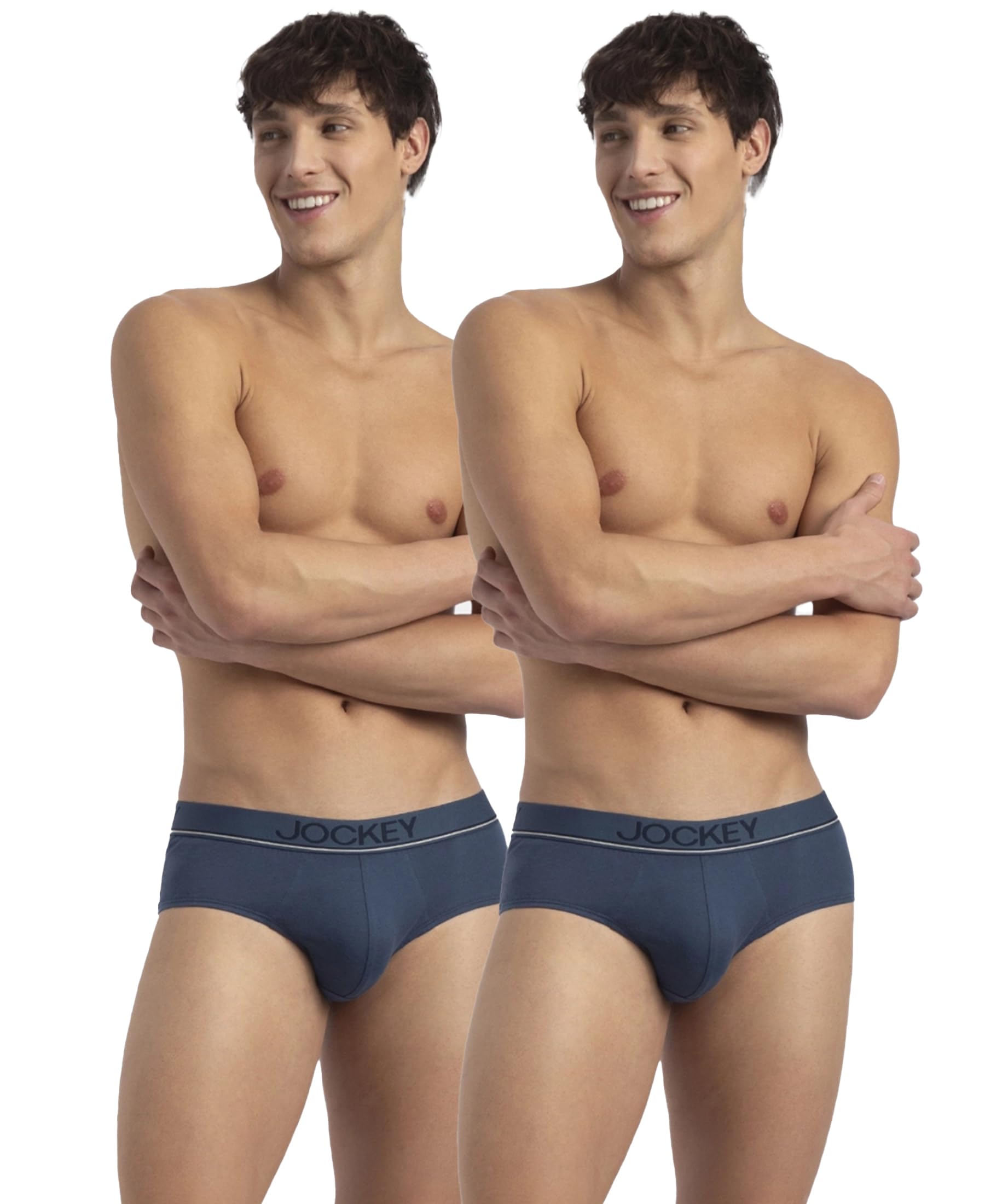 8037 Men's Super Combed Cotton Solid Brief with Ultrasoft Waistband (Pack of 2) Dark Denim-image-19