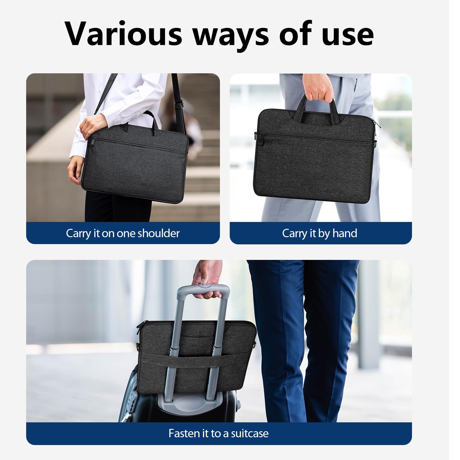 Funda de transporte para portátil con correa para el hombro para portátiles de 13 a 13.9 pulgadas, protector acolchado de felpa, funda ligera
