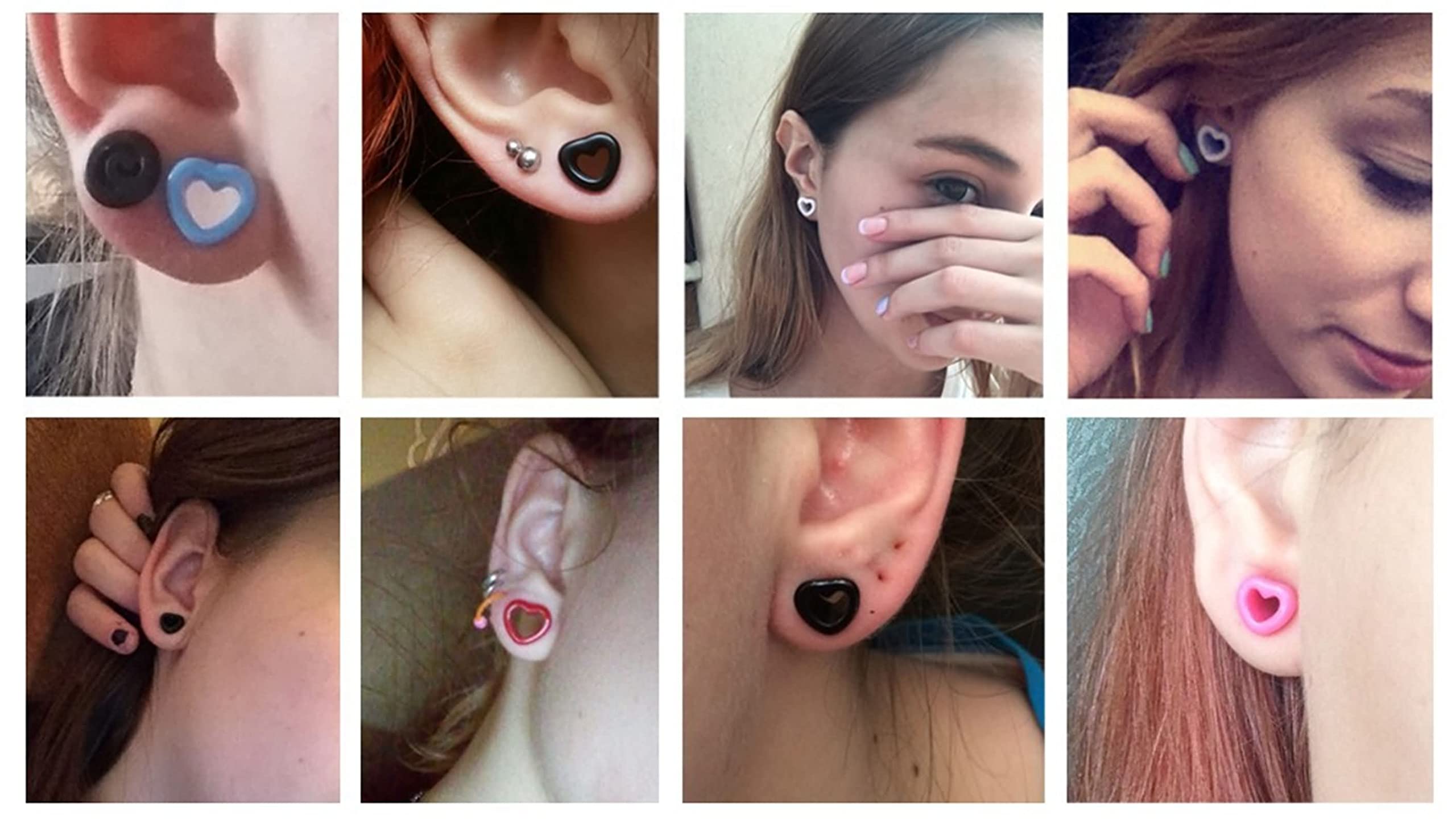YCTTKDD Messgerät-Ohrringe, Acryl, Verschiedene Größen, doppelt ausgestellte Tunnel, 2 Stück, weiße Messgeräte für Ohr-Herz-Piercing