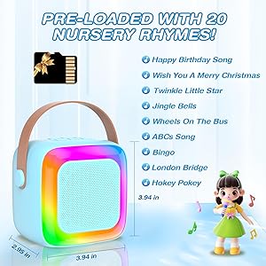Mini Karaoke Machine for Kids Adults,Portable Bluetooth Karaoke Speaker with 2 Wireless Microphone and LED Lights,Toys for Party,Home KTV,Birthday for Boys 4, 5, 6, 7, 8,12+ Toddler Teens(Blue)