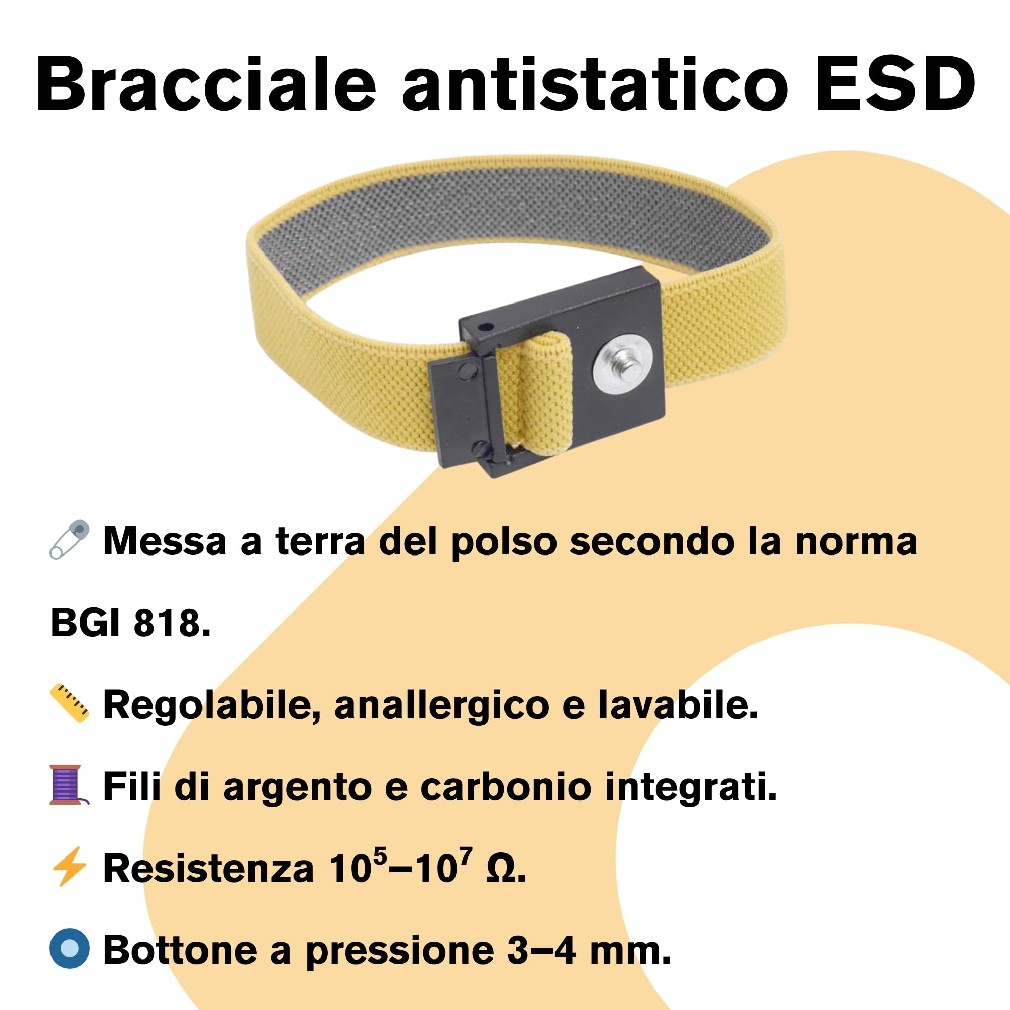 BERNSTEIN Set di manipolazione ESD, 7 pezzi | Tappetino ESD, nero (50 x 40 cm) + cavo di messa a terra + spina di messa a terra