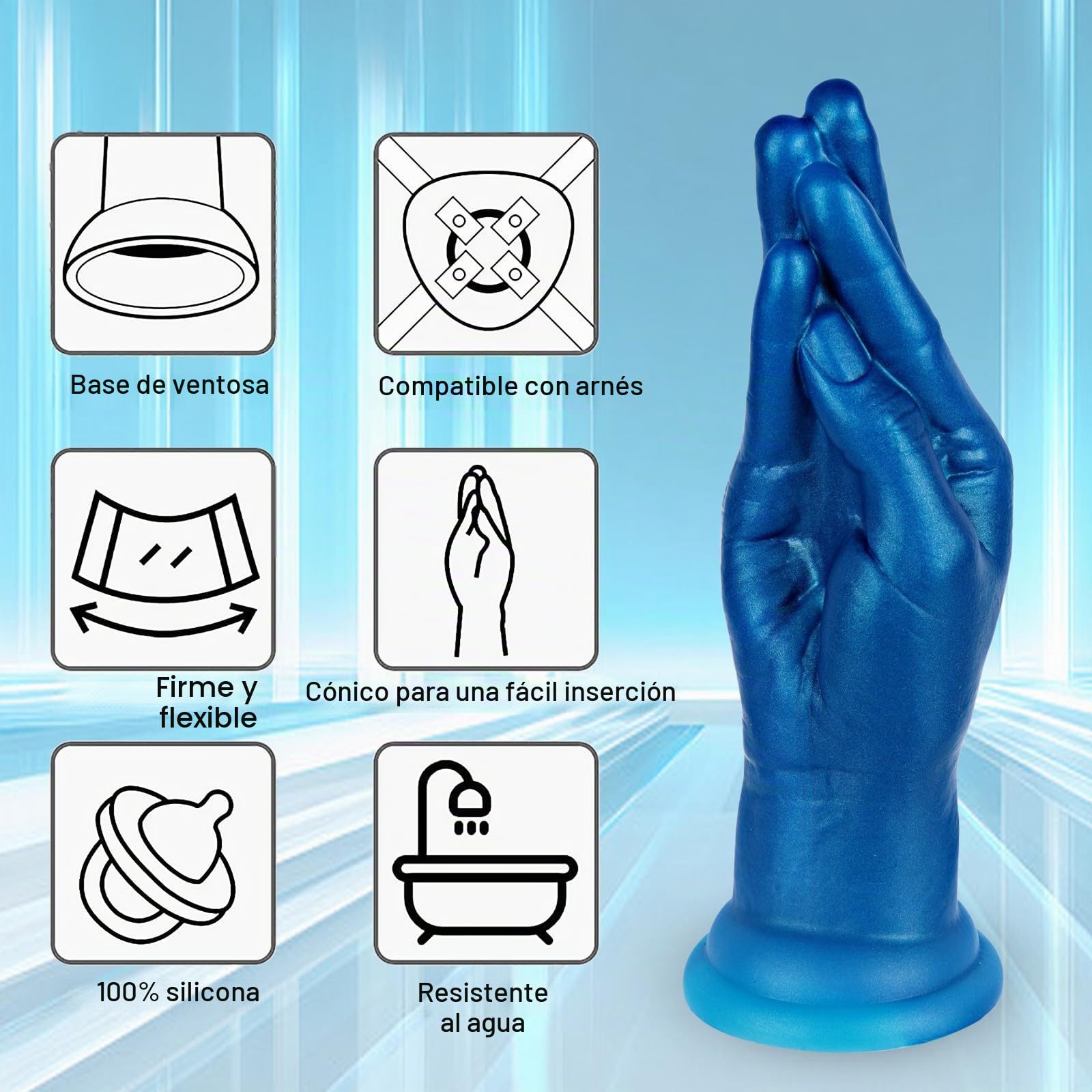 Tapón anal de silicona suave de 23 cm con forma de puño, masajeador de próstata, tapón anal extra grueso con ventosa, dilatador anal de fantasía, juguete erótico para mujeres