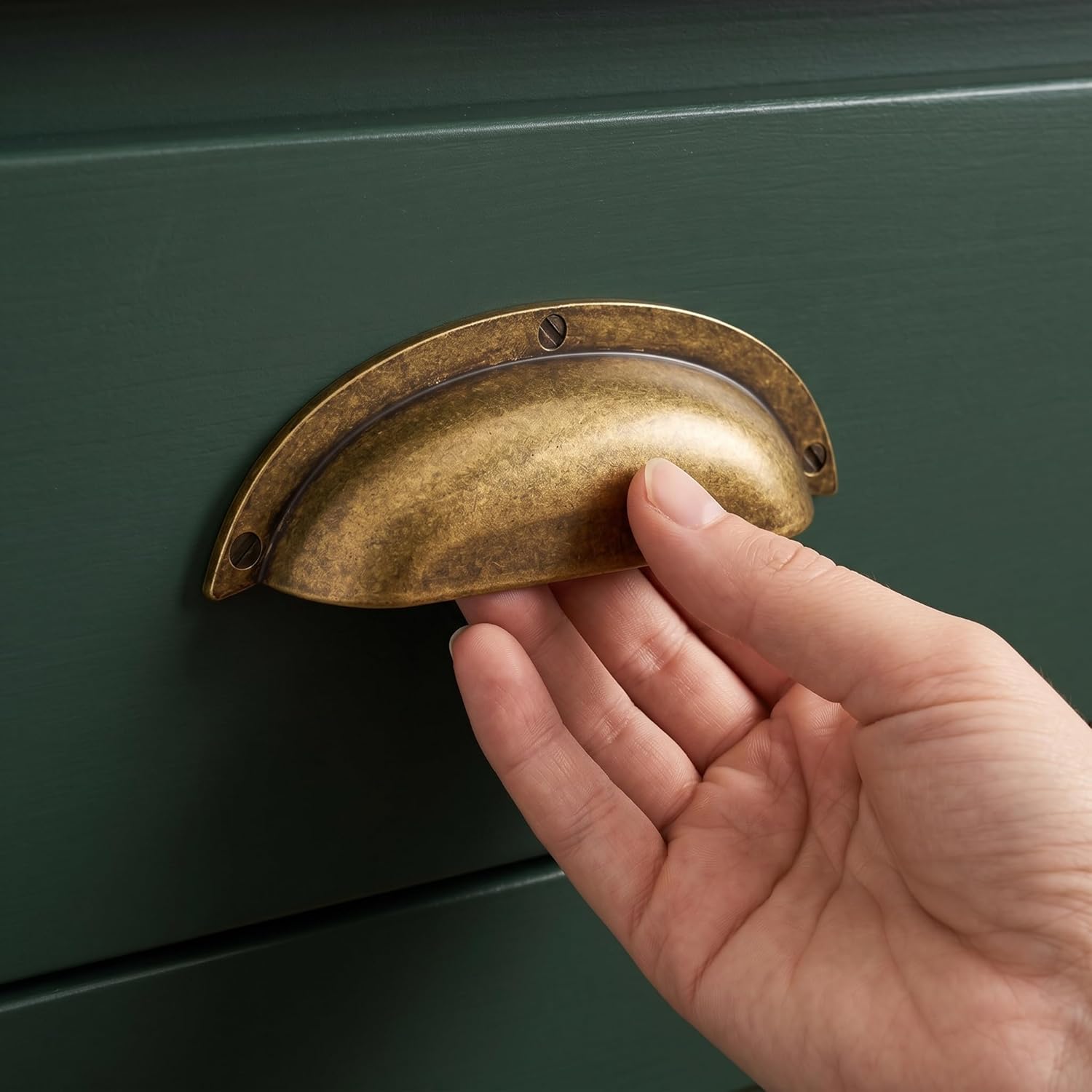 BOZWELL 2-1/2 Inch（64mm） Hole Center Antique Brass Heavy Duty Solid Cabinet Cup Pulls, Vintage Brass Kitchen Drawer Handles Cup for Cupboard Hardware Handles 6 Pack BZ2501
