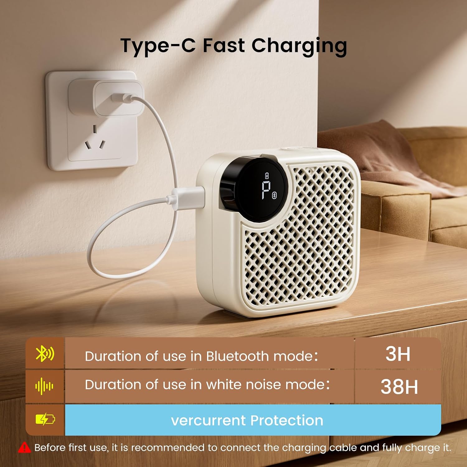 Portable Sound Machine with Voice Recording &18 Soothing Sounds | Portable Bluetooth Speaker with 5W Stereo Sound，Auto-Off Timer，16 Volume Levels Sleep Sound Machine for Adults Kids Baby