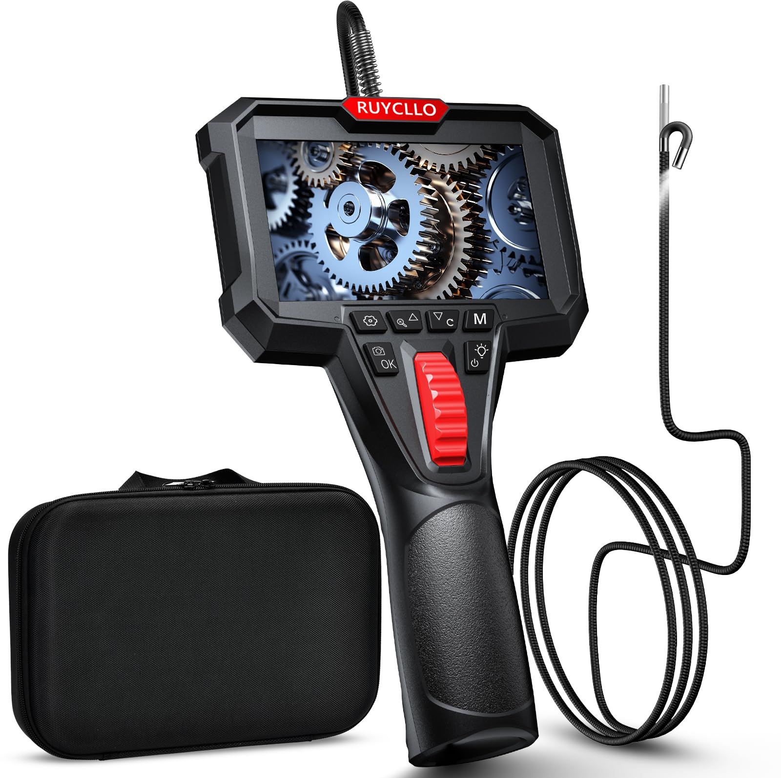 Endoscopio Industriale 1080P 4,3" Schermo, Luce LED – Telecamera Ispezione Tubi Ø6,2 mm Articolata 210°, Impermeabile IP67, Scheda SD 32 GB Inclusa – Telecamera Endoscopica Motori, Tubi