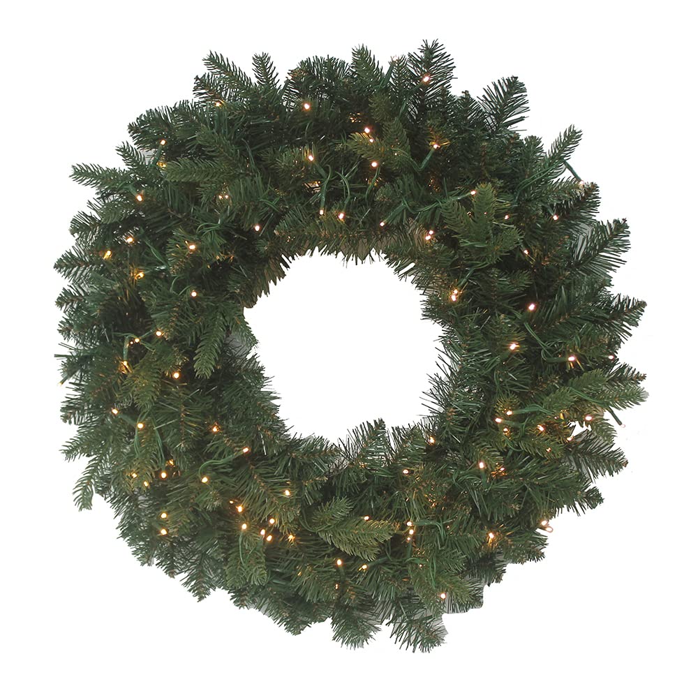 Couronne de sapin à LED Kurt Adler 61 cm à piles blanc chaud pour décoration de Noël