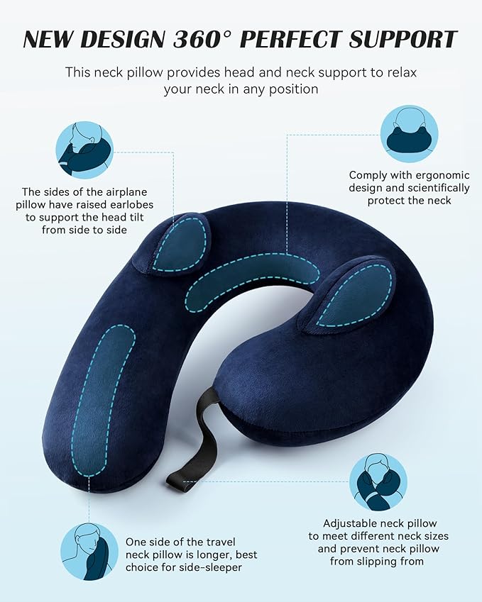 Almohada inflable de viaje con soporte 360° miniatura 3