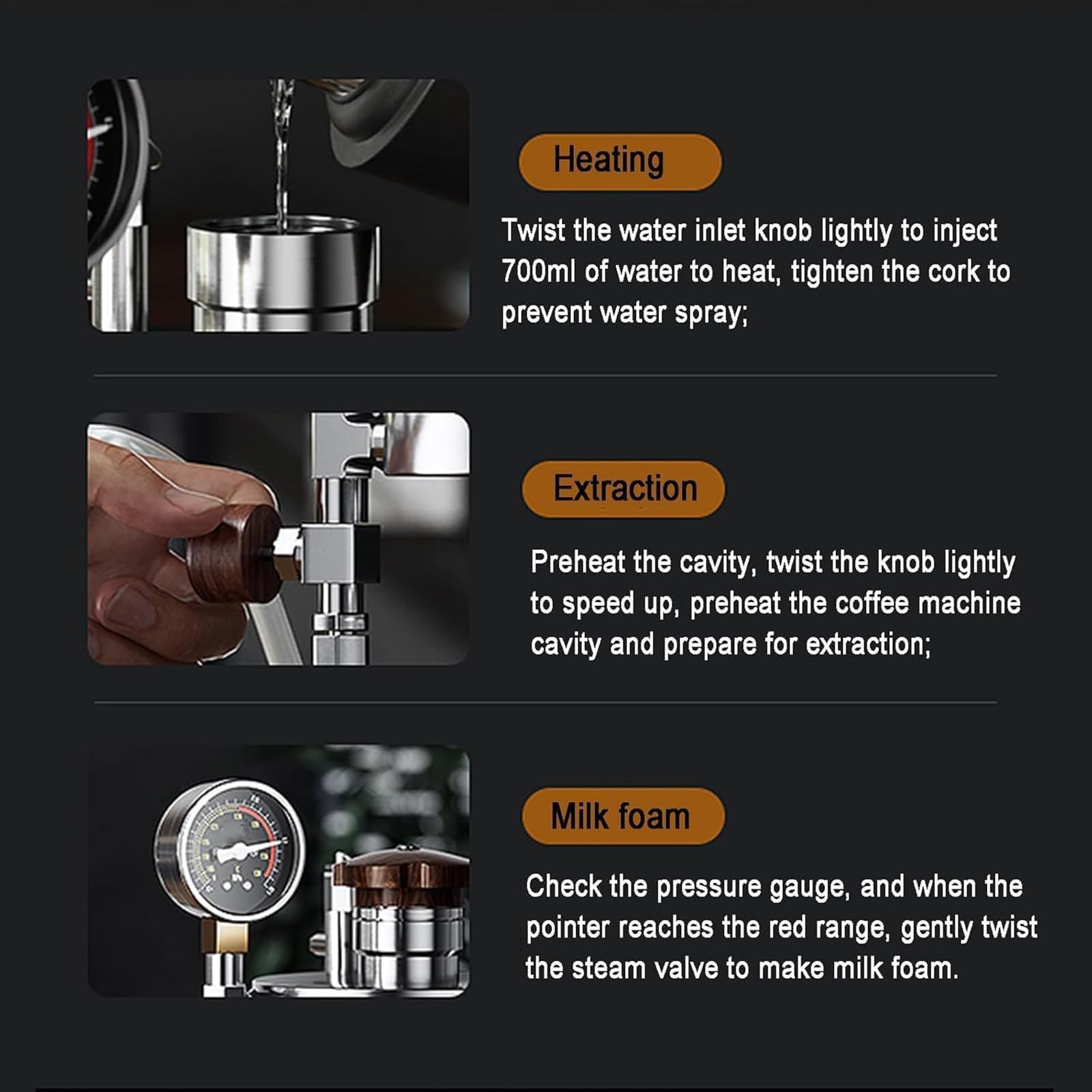 Espumador de leche portátil y vaporizador, máquina de espuma de mano, manguera ajustable, capacidad de 700 ml, presión de funcionamiento de 1 a 2,5 bar, calefacción dual para el hogar y camping