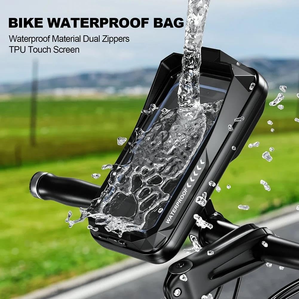 Soporte De Teléfono Moto Impermeable Porta Bicicleta 360° Universal Bolsa Anti-Temblor Pantalla Táctil Visera para 4.7"-7.0"(Fast Release Version)