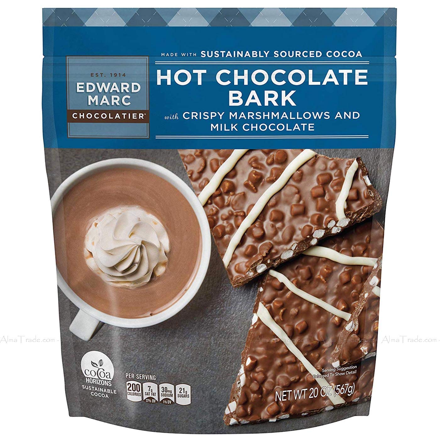 Edward Marc Chocolatier Hot Milk Chocolate Bark Crispy Marshmallows Pack of 567g
