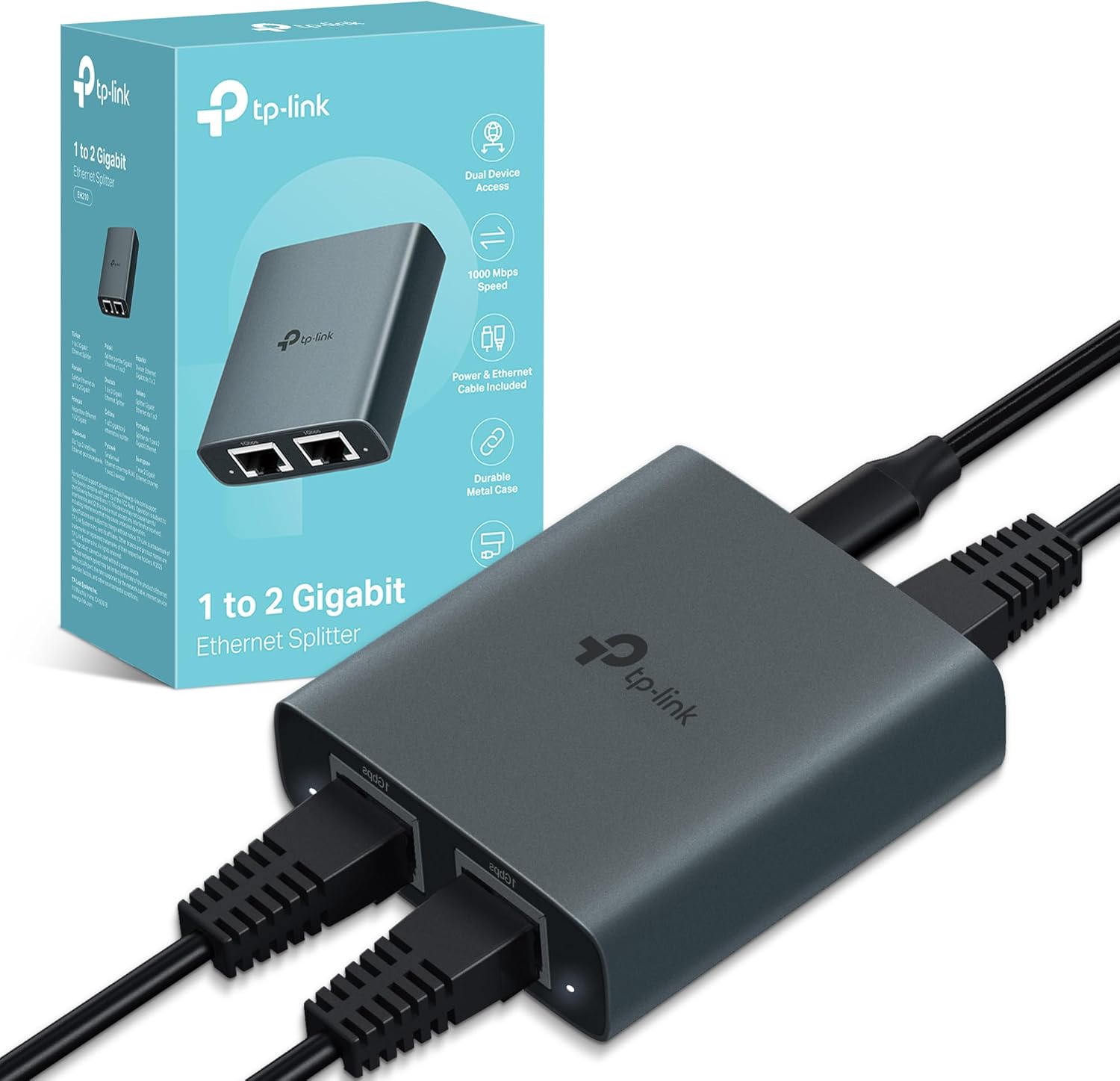 TP-Link EH210 Ethernet Splitter,1 to 2 Gigabit Network Switch,1000Mbps High-Speed Ethernet Switch,Plug and Play,LAN RJ45 Internet Splitter with Ethernet/USB Cable for Router,Laptop/PC,TV,Xbox - Amazon product rated Grade A