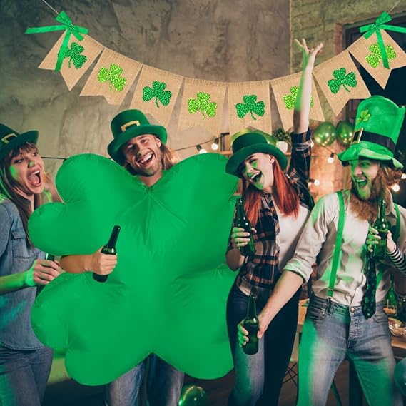 XYJKIDSES St. Patricks Day Inflatable Costume for Adult Inflatable Four Leaf Clover Costume Green Blow Up Funny Costume for St Particks Day Party Halloween