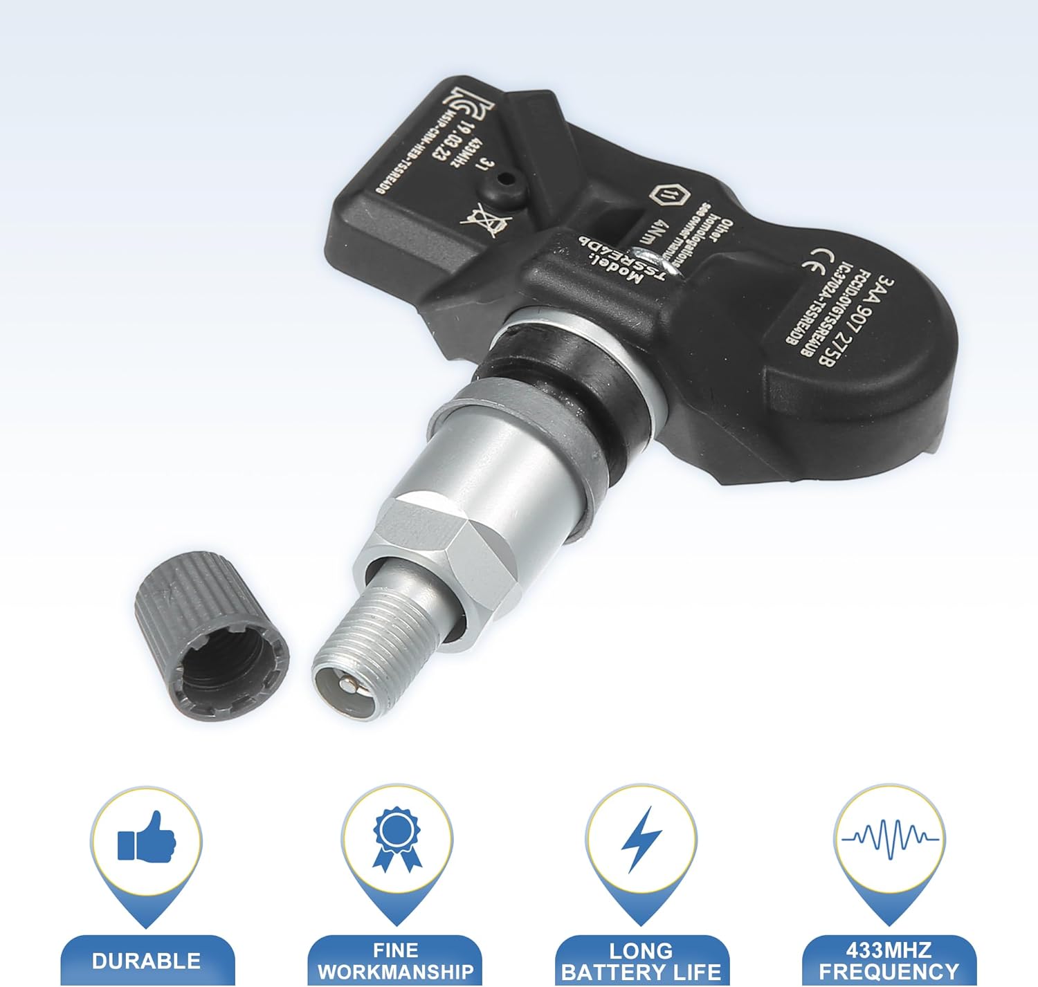 X AUTOHAUX 4pcs 3AA907275B 3AA907275F Tire Pressure Monitoring System Sensor TPMS Sensor 433MHz for VW CC 2.0L 3.6L 2011-2017