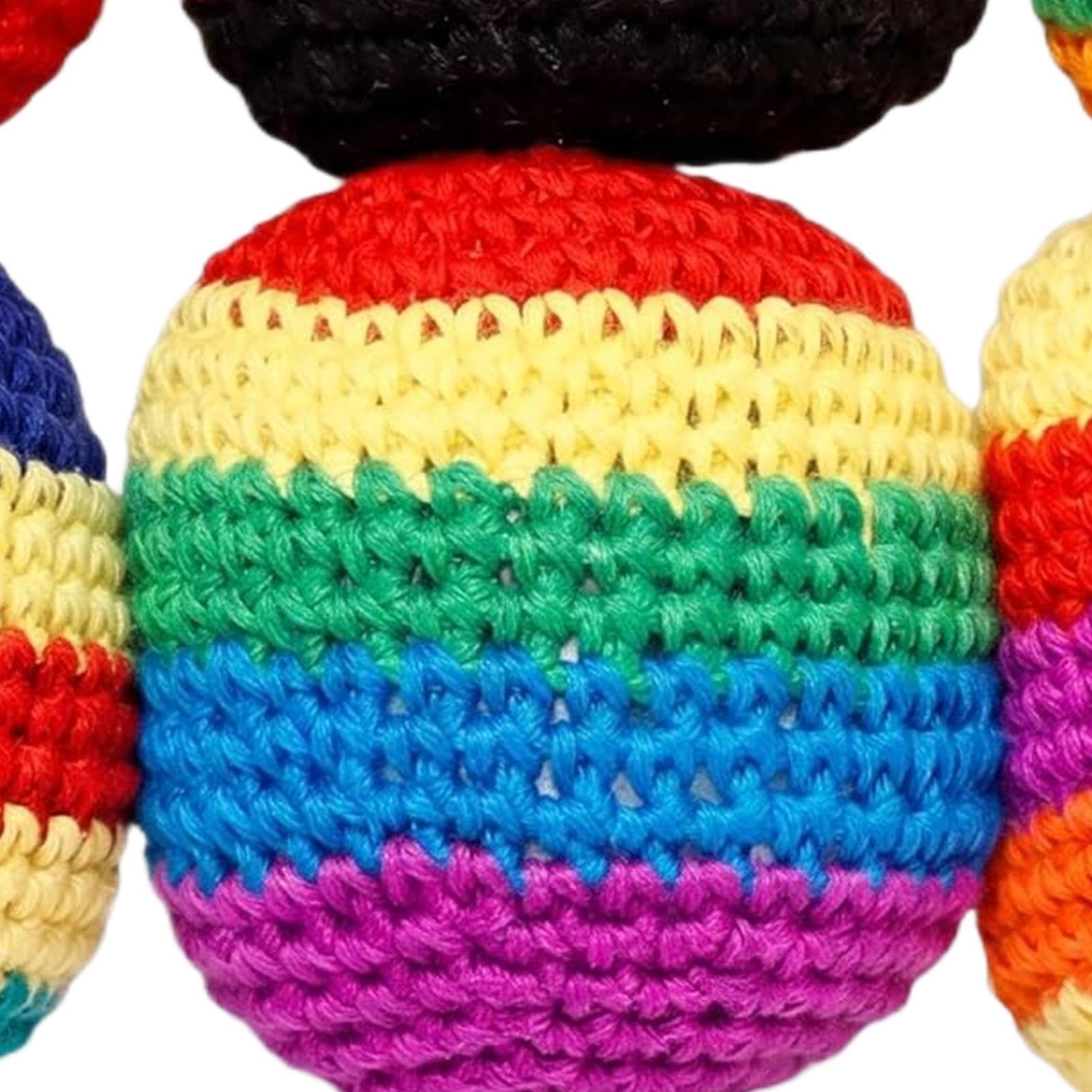 Hacky gestrickter Ball, tragbar, bunt, handgefertigt, 6 Stück, handgestrickt, für Erwachsene, Teenager, Anfänger, Gruppenspiele, Outdoor-Sport, Partys, Reisen, Gia