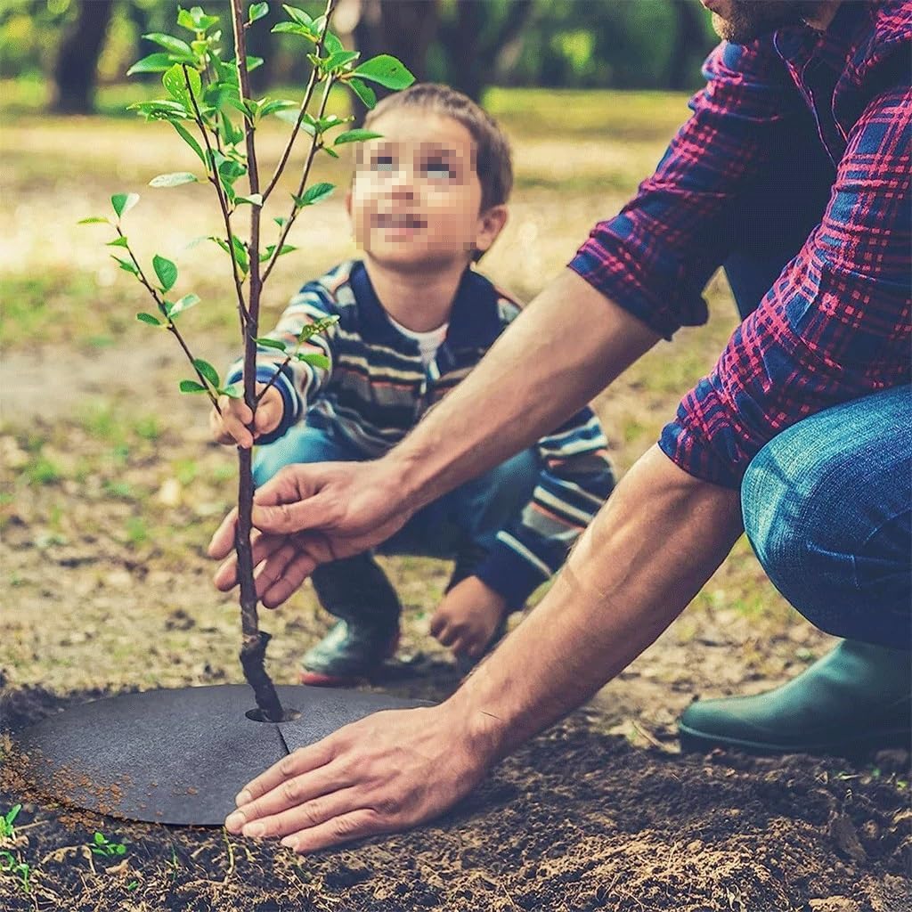 10pcs Non-Woven Degradable Fabric Tree Mulch Ring Protector Mat Reusable Weed Barrier, for Garden Landscape Plant Protection Covers (Size : 52CMX52CMX6CM)