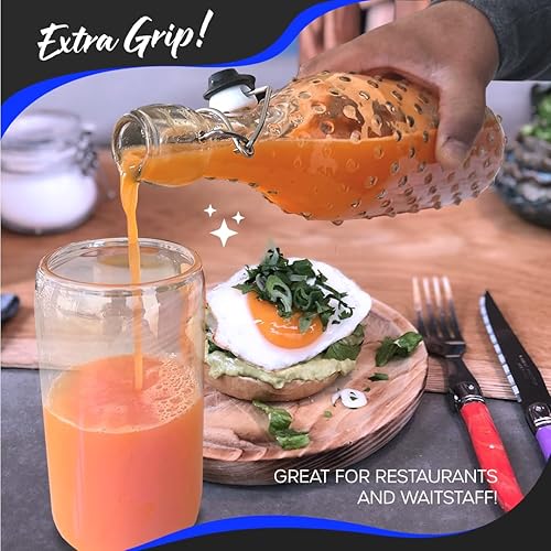 Miniatura 4 de Nevlers Paquete de 6 botellas de vidrio punteadas con tapa abatible de 33 onzas  Botella de vidrio abatible para cerveza, aguamiel, botellas de