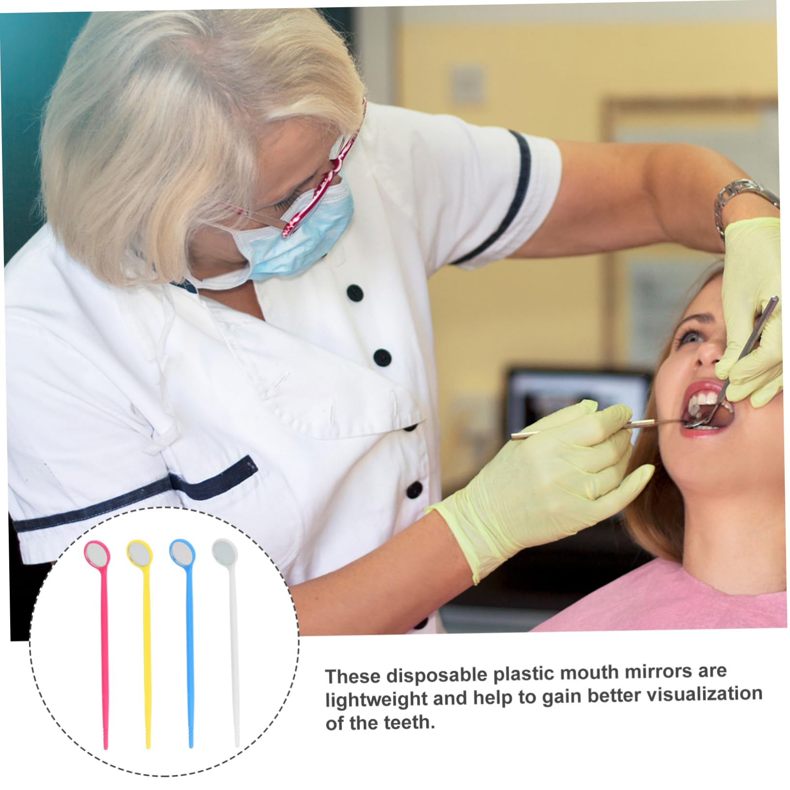 Amosfun 3 Set Kit Di Specchietti Orali Per Denti Strumento A Forma Di Dentista Riflettore Intraorale Per Adulti Con Specchietti Monouso Morbidi Specchietti Per Visita Orale 20 pezzi*3