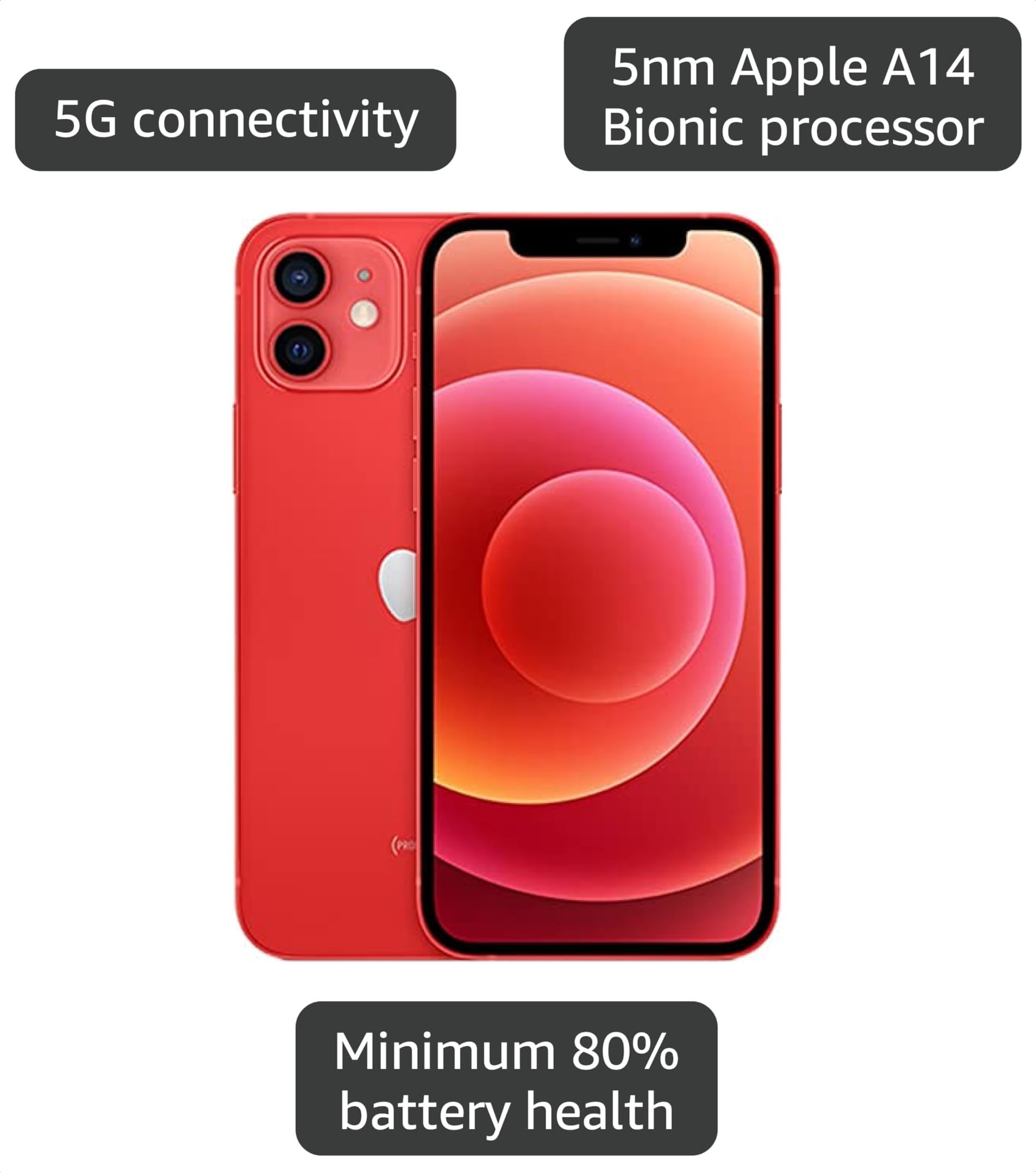Apple iPhone 12RED本体 Amazon.com: Apple iPhone 12, 128GB, Product Red - Unlocked