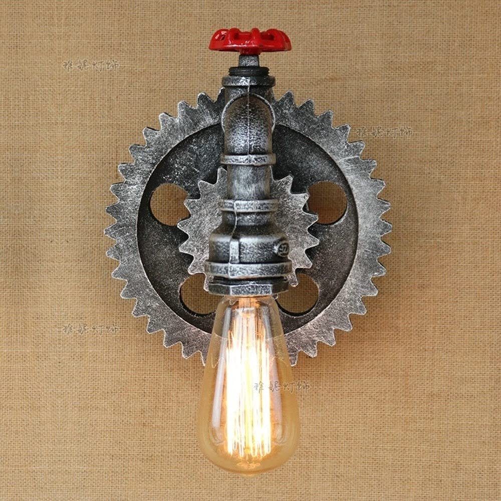 Equipo de Madera de Pipa de tubería de Agua Retro Luces de Pared Vintage Vintage Lámpara de Metal Creativo de Metal Tradicional E27 Restaurant Cafe Iluminación de iluminación