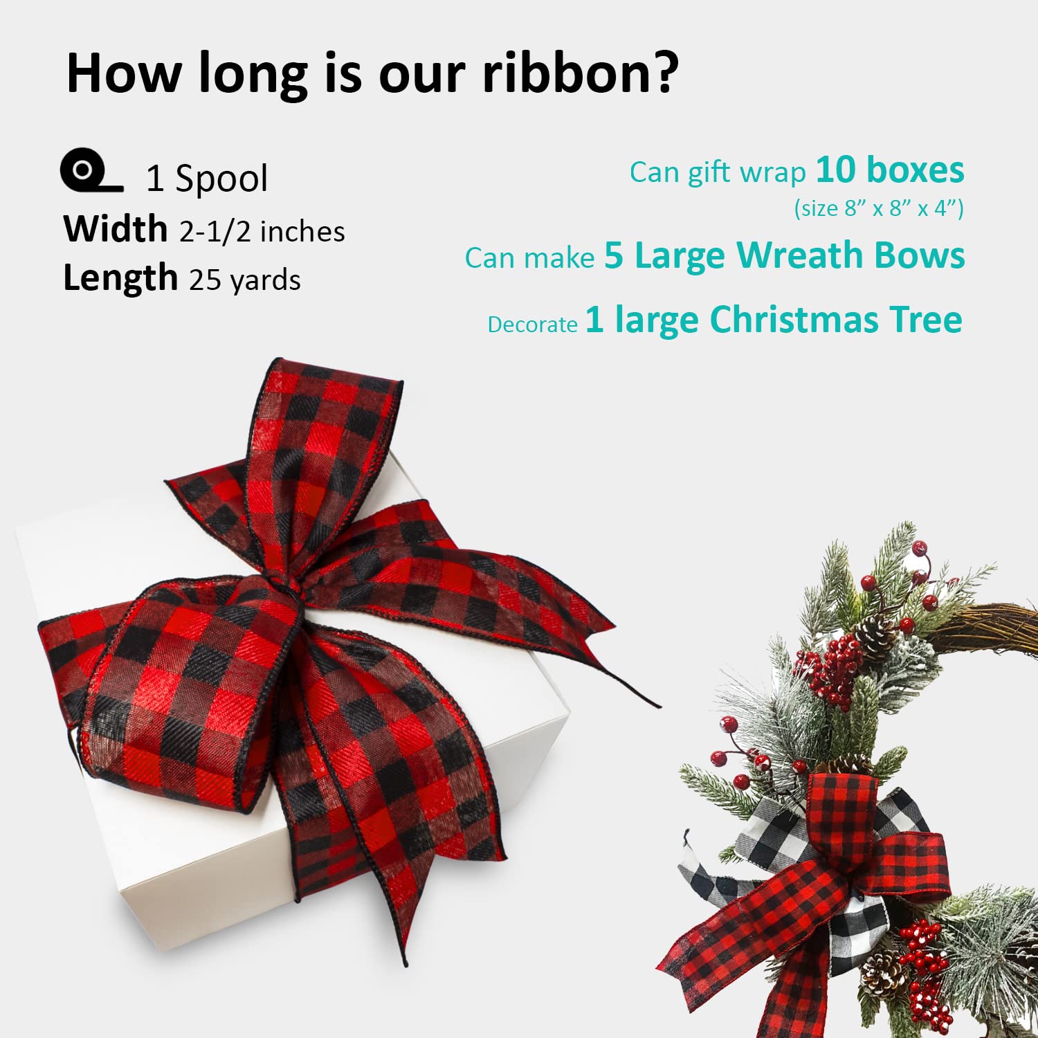 Snapklik.com : Knitial Wired Traditional Buffalo Plaid Ribbon 2-1/2 ...