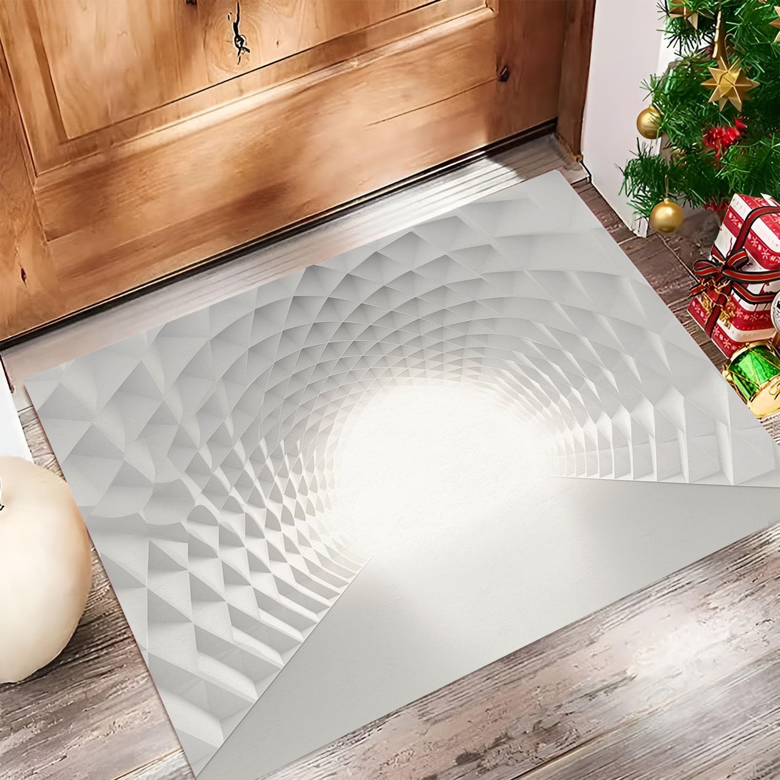 80 x 120 cm, paillasson d'entrée intérieur et extérieur, Tapis à Géométrie 3D Tunnel Ouvert, Tapis de Sol résistant à la décoloration, Profil Bas, Facile à nettoyerlaiteux