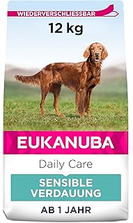 Eukanuba Daily Care Sensitive Digestion Hundefutter - Trockenfutter für Hunde mit sensibler Verdauung, Magenfreundlich mit leicht verdaulichem Reis, 12 kg product image