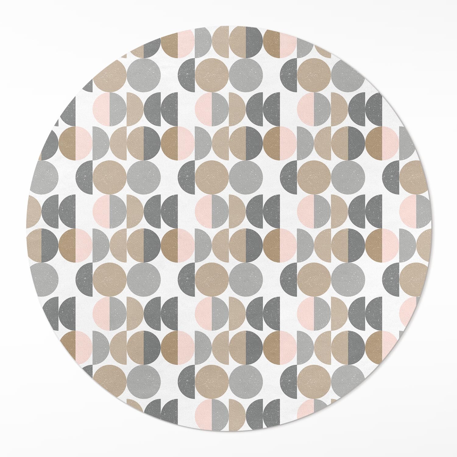 Tapis vinyle ø60 cm rond Cercles et Croissants en PVC résistant pour le sol de la cuisine