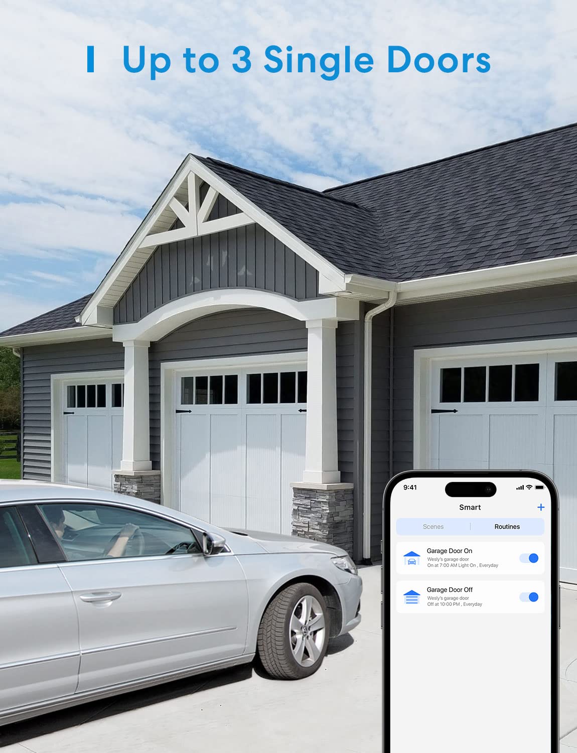 meross Akıllı garaj kapısı açacağı Apple HomeKit ile çalışır, harici anten ve 3 tek kapıya kadar, uygulama kontrolü, Siri ve Alexa ile uyumlu, Google Assistant 2,4 GHz