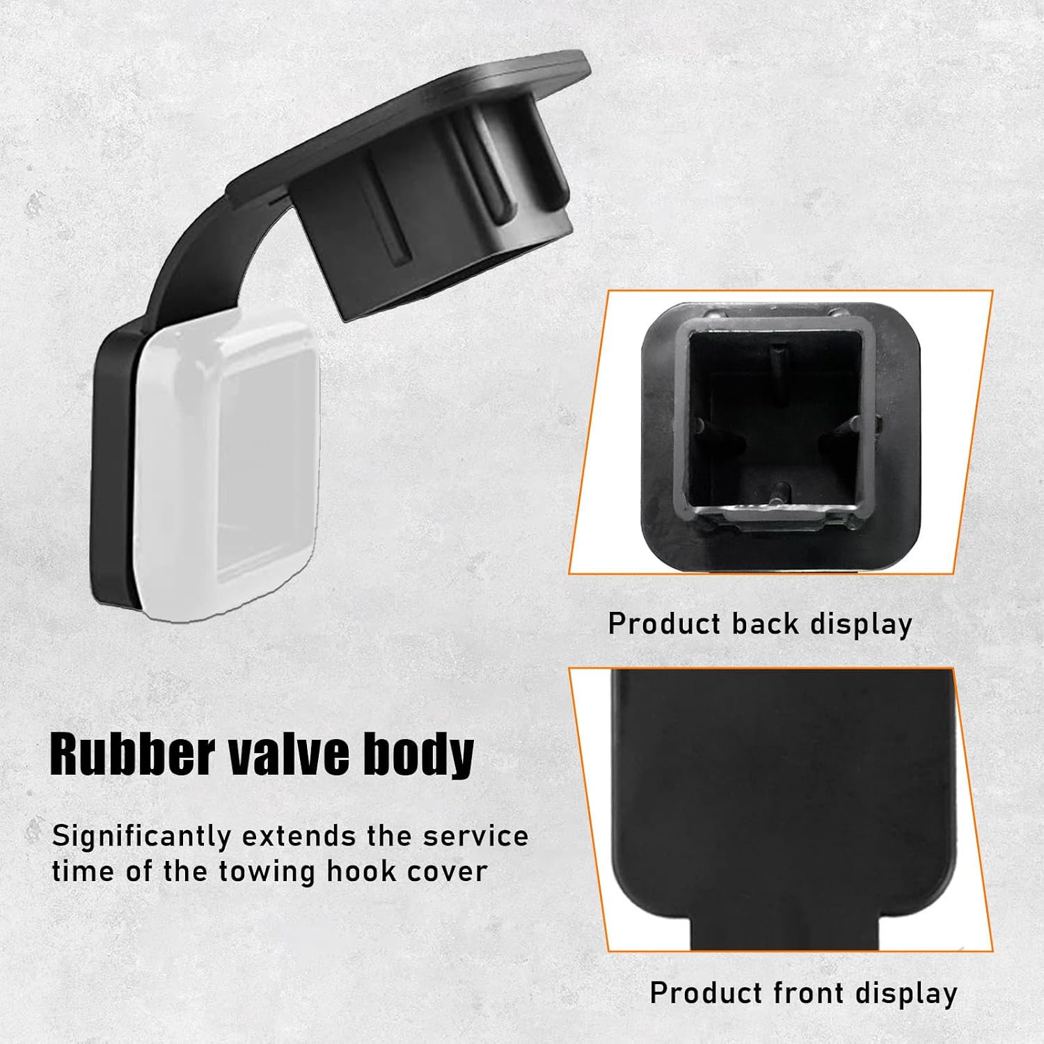 Ohleats Trailer Hitch Cover, 2 Inch Hitch Cover Tube Plug Insert, Rubber Tow Receiver Tube Hitch Dust-Proof Plug fits 2" Receivers, Universal Exterior Trailer Car Accessories (Black with Buckle)