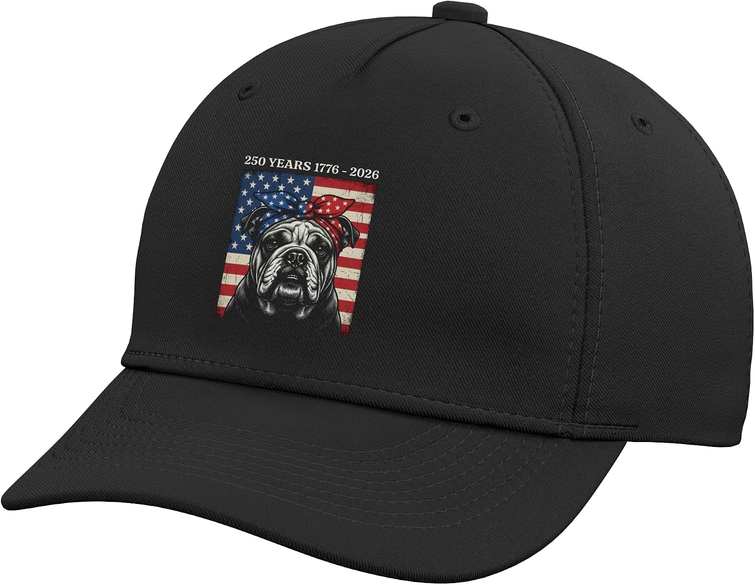 Patriotic Bulldog 250 Years 1776-2026 Commemoration Adjustable Baseball Hat
