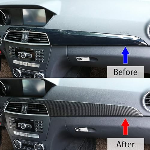 Miniatura 2 de Panel de cubierta de tablero de consola central de automóvil de fibra de carbono de grano de madera de pino ABS para Mercedes Benz Clase C W204