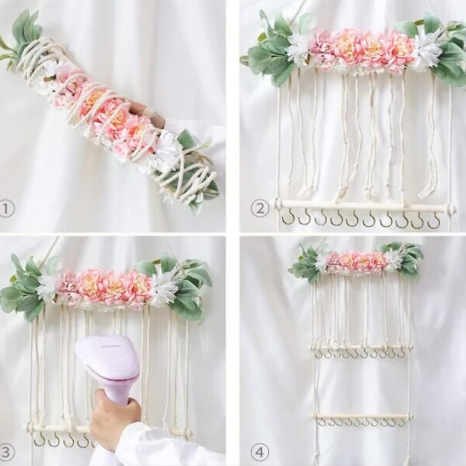 MINGZHE Headband Holder, Hair Bows Holder, Hair Bows Organizer for Girls, Headbands Hair Accessories Organizer Storage Wall Hanging Decor for Toddler Girls Room Wall Decor(Pink)