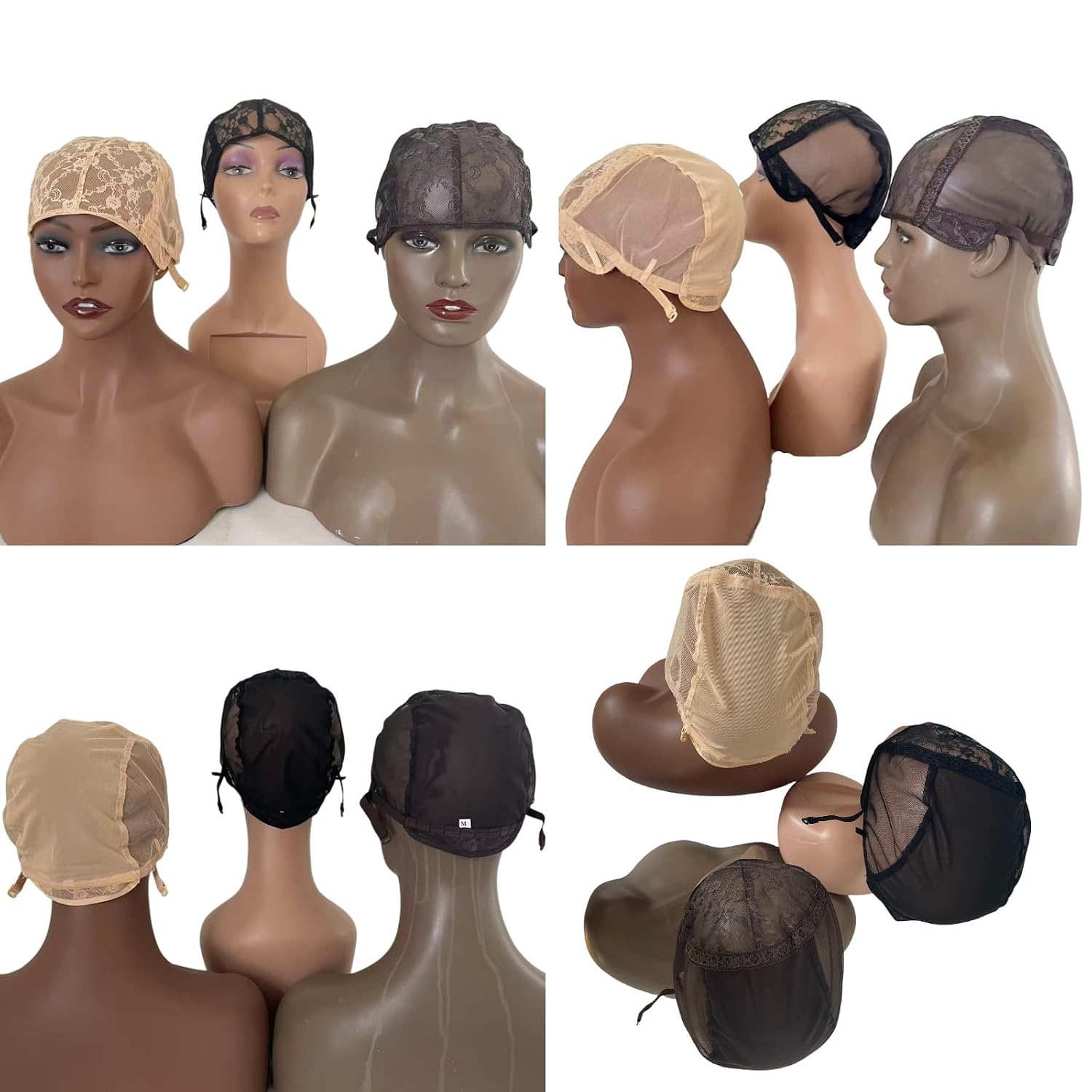 Wig Caps for Wig Making with Adjustable Straps On The Back Glueless Hairnets For Beginners Wig Making Hair Extensions Weft DIY（Brown，M）