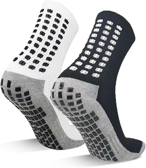 Jemsia Unisex Anti-Slip Soccer Grip Socks,2 Pairs Men's Non-slip Breathable Football Basketball Athletic Sport Socks Rubber Grips Soft Thickened Socks for Rugby, Running, Hiking, Yoga, Pilates