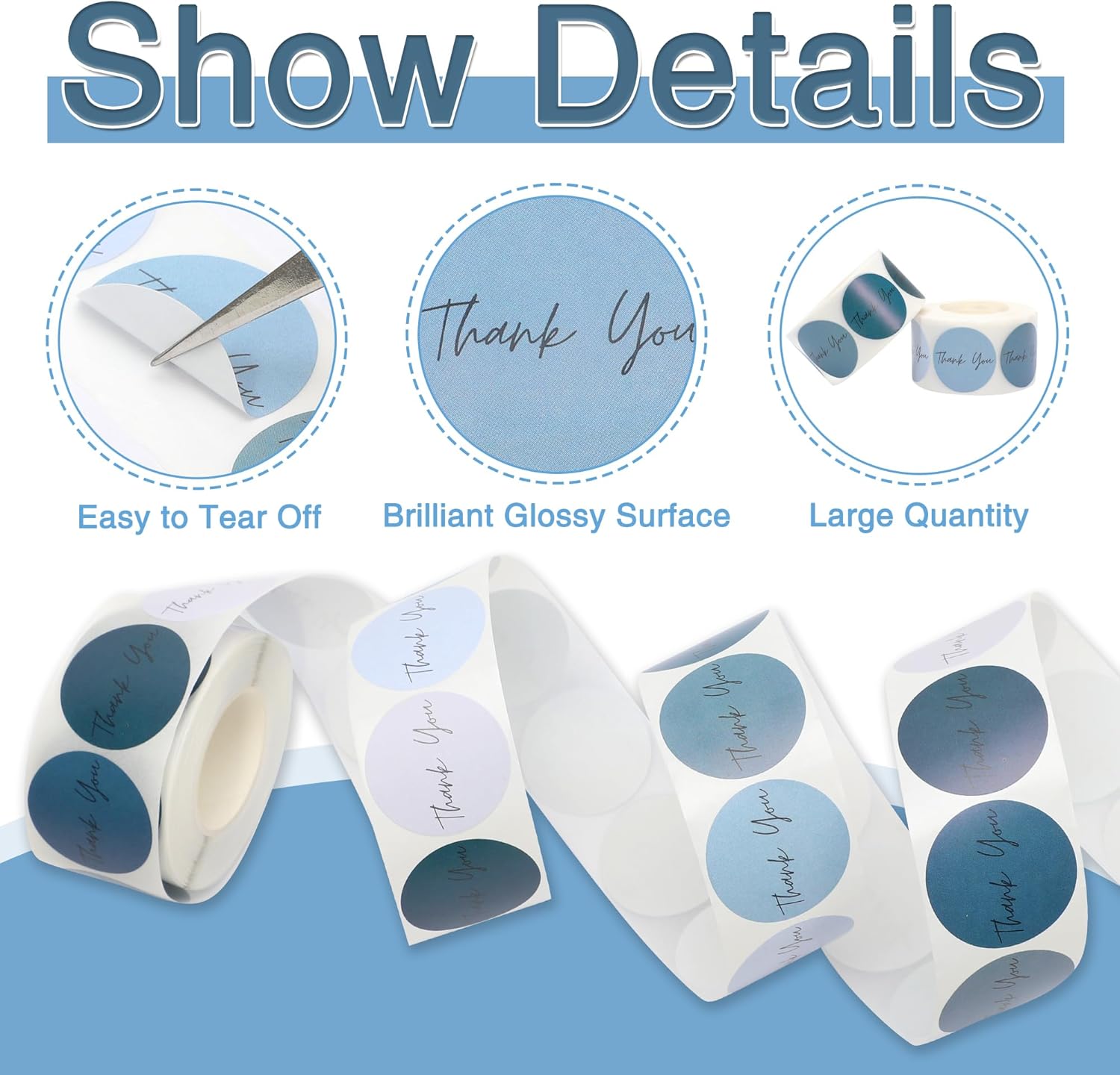 Thank You Stickers Small Business 1000pcs 1'' for Supporting My Small Business Stickers Labels 6 Colors Self-adhesive Labels for Gift Bags Packaging Round Sticker Tags for Shopping (Dusty Blue) - Image 3