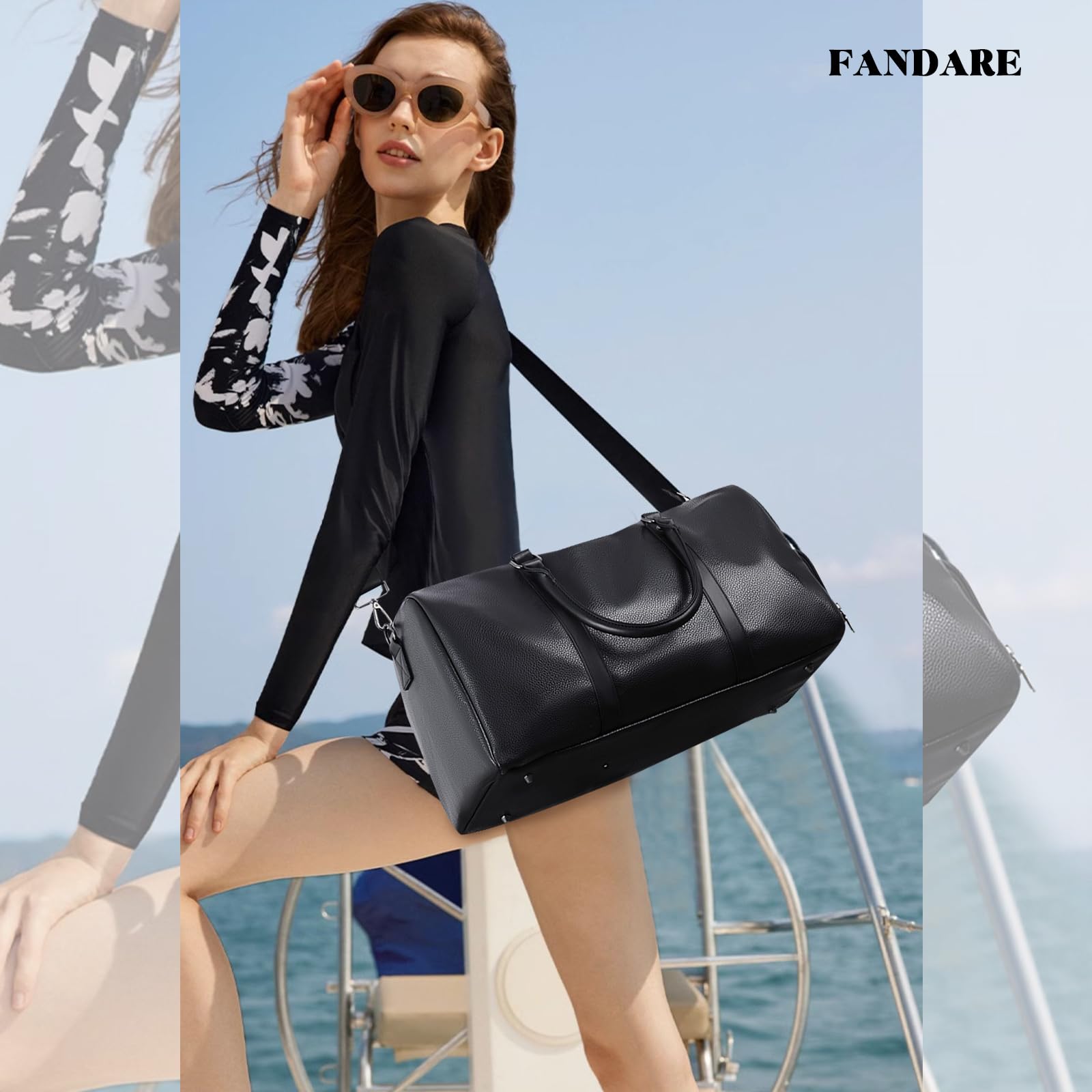 FANDARE Borsoni Donna Uomo Borsone da Viaggio Bagaglio a Mano Borsone da Cabinada Viaggio con Scomparto per le Scarpe Borsa Sportiva Borsone da Palestra Borsa da Weekend Impermeabile Pelle Tote Bag