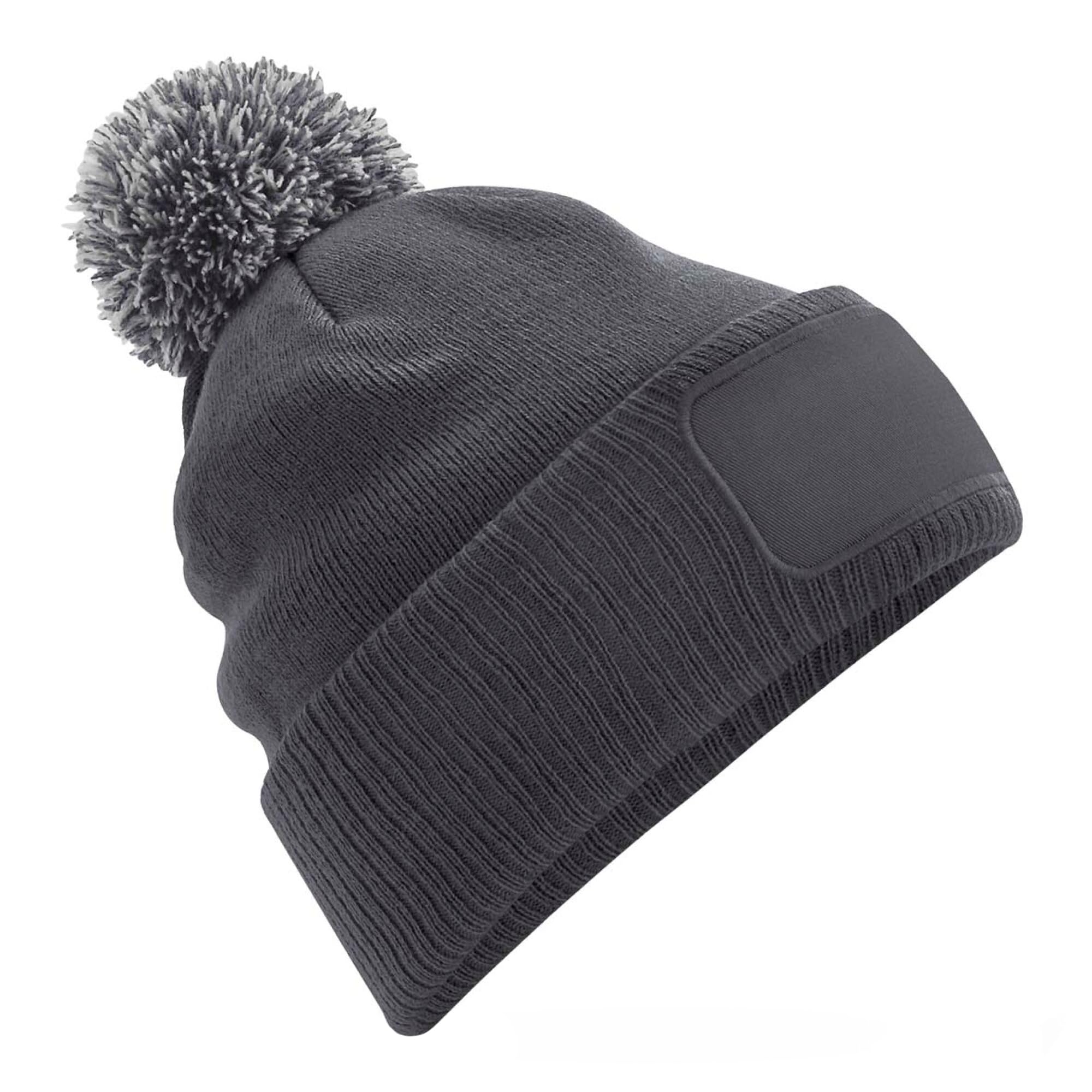 Beechfield - Snowstar Patch Beanie - Graphite Grey/Light Grey