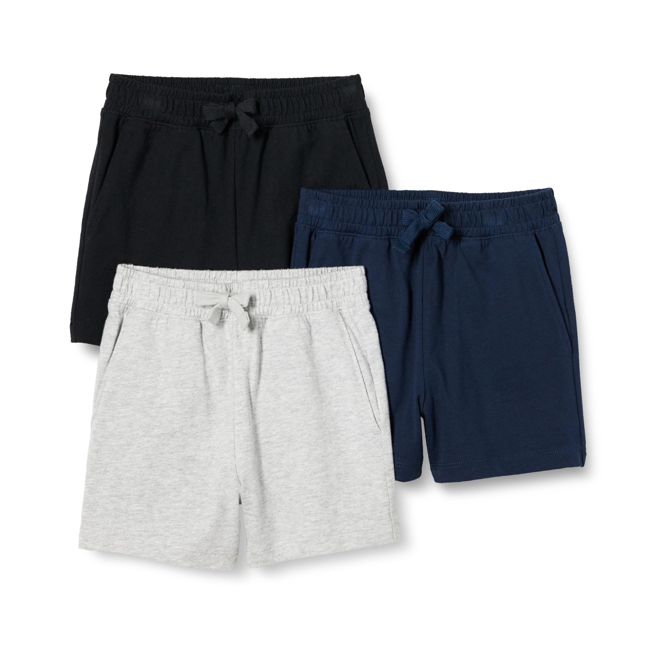 Amazon Essentials Niños Pantalones Cortos de algodón 10 años Azul Marino/Gris Claro Mezcla/Negro