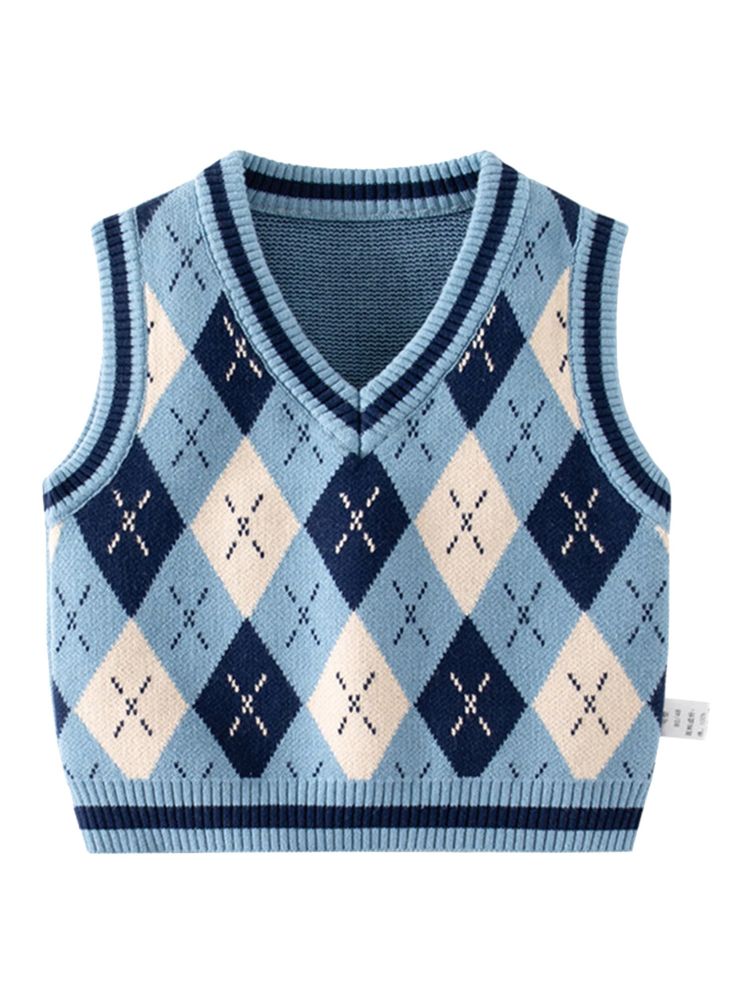 Agoky Chaleco de Punto Niños Cuello V Suéter Jersey Uniforme de Colegio para Niños Chicos 5-15 años