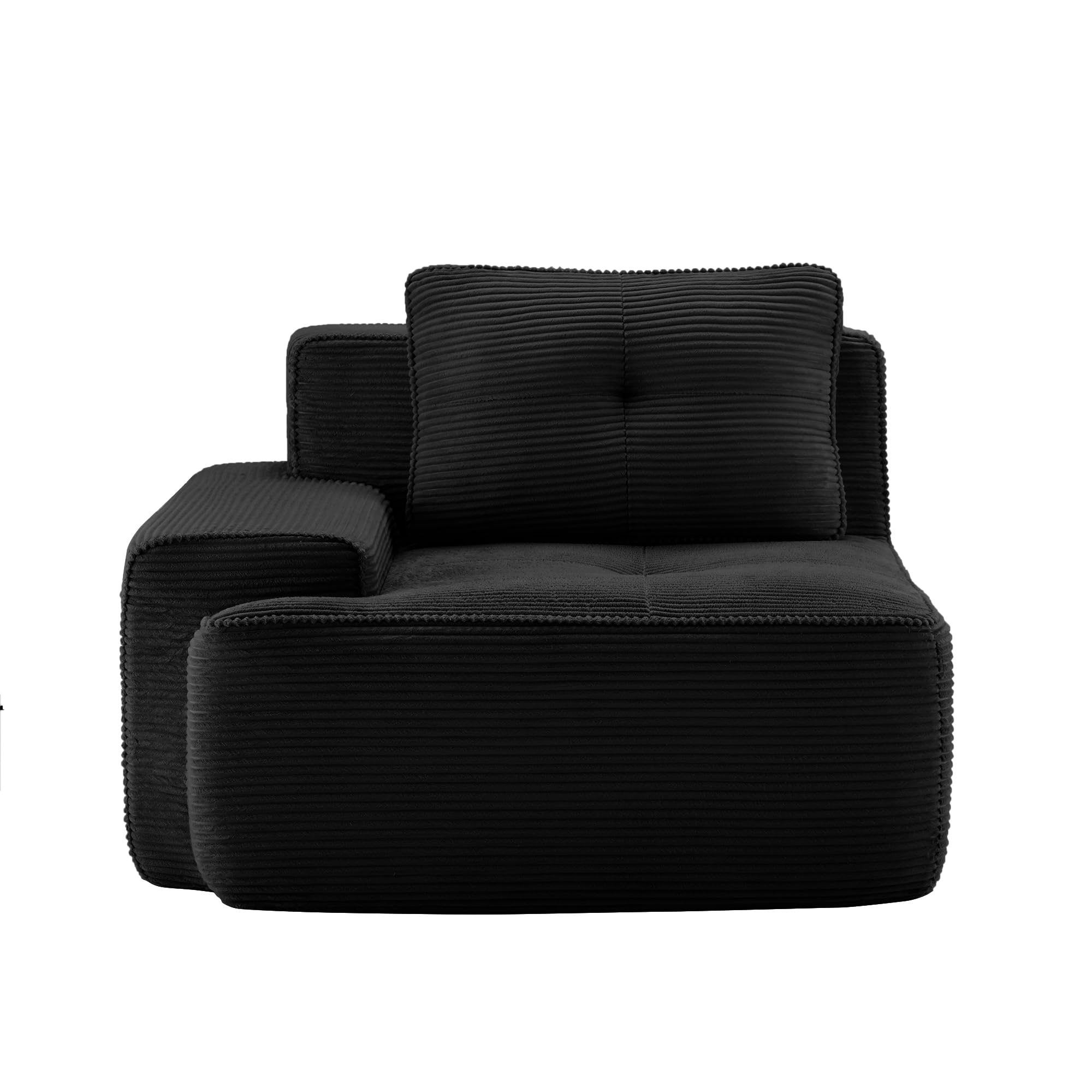 Schwarzes modulares Cord-Sofa – Wolken-Einzelsitz, 32D-Kaltschaumkissen, tiefer Sitz, rutschfeste Unterseite, Plüsch, Wohnzimmermöbel, gemütliches und stilvolles Design