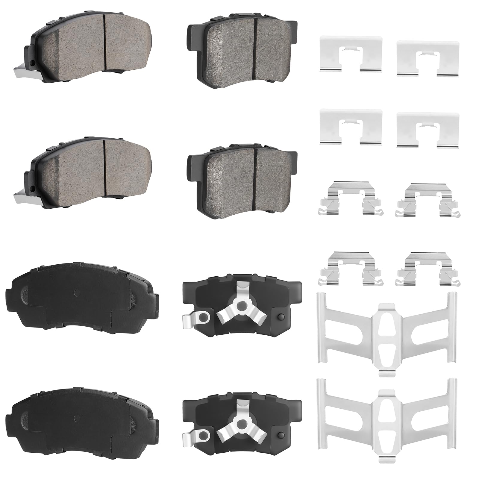 ILONPA Front Ceramic Rear Semi-metal Disc Brake Pads Set for Honda CR-V FWD 2007-2011, for Honda Accord Crosstour FWD 2010 2011 2012, for Acura RDX