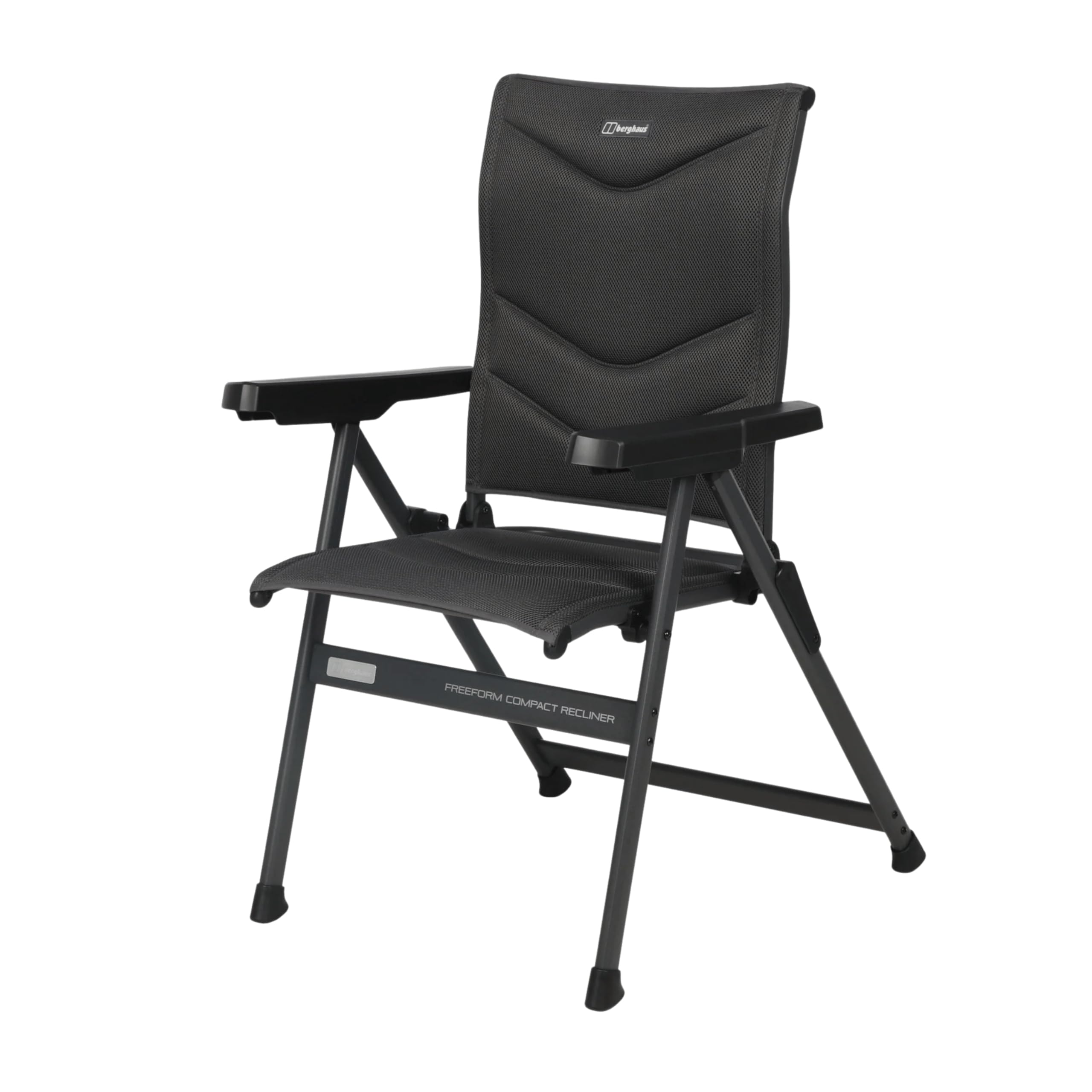 Berghaus Freeform Compact Recliner Chair with Lightweight Aluminium Frame, Quilted Padding & 7 Reclining Positions, Portable & Lightweight Folding Seat (Dark Grey)