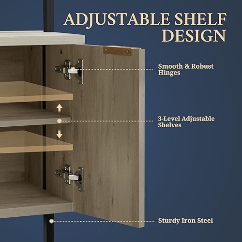 Miniatura 3 de Estantería Oxford abierta con escalera de 5 niveles, estante alto para libros con gabinete, estanterías de montaje en pared con estante de