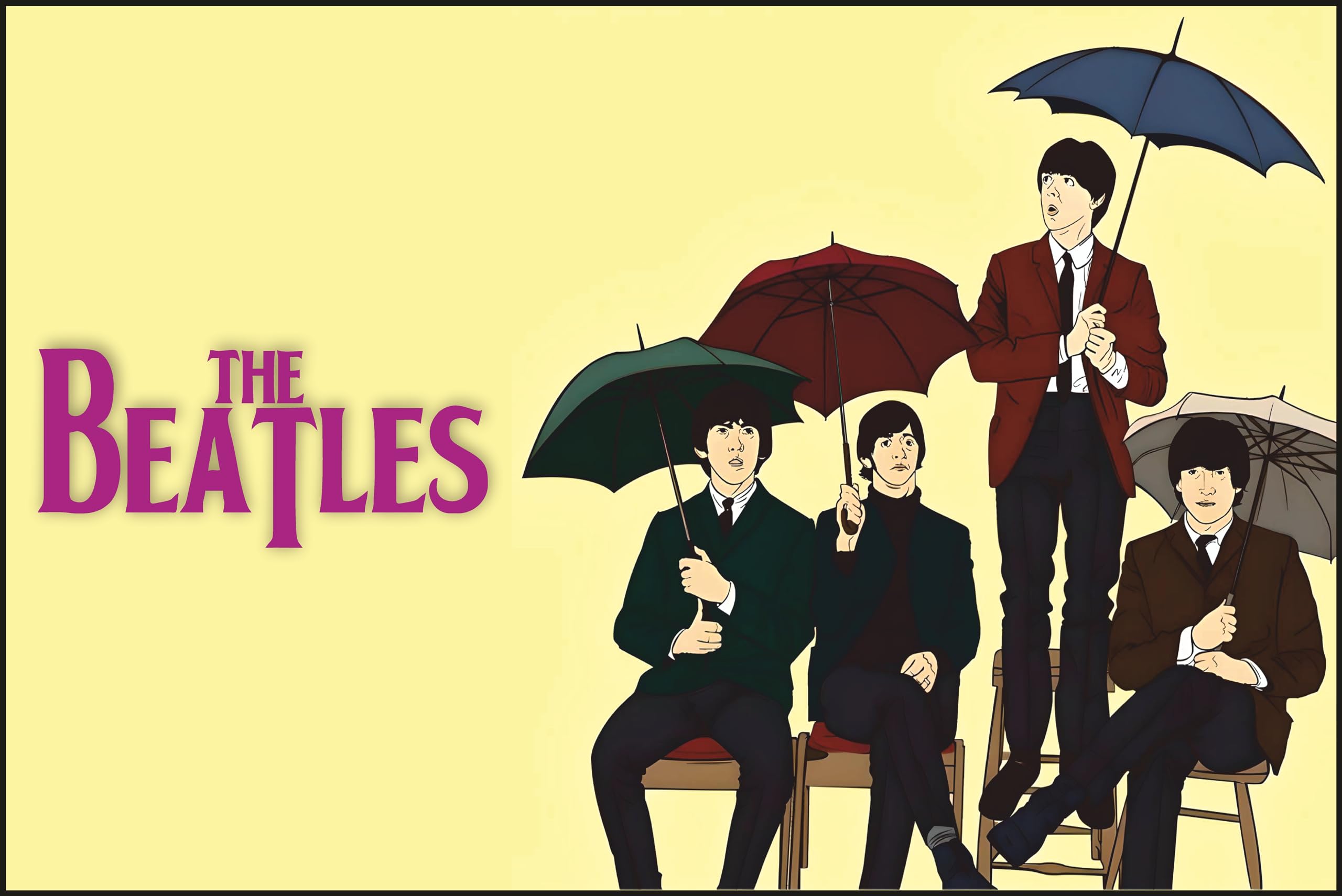 Your Inklab | Premium 'The Beatles Band Poster' Lucy in the Sky with Diamonds cartoon B-3 | (12 X 18 Inch, 300gsm, Multicolour) | Wall Art for Home and Office