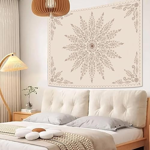 Miniatura 7 de Fowocu Tapiz de flores de mariposa naranja, luna, bohemio, floral, para dormitorio, tapiz estético para colgar en la pared, mandala botánico, tapiz