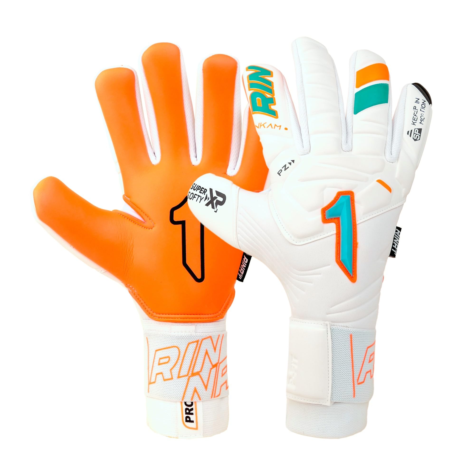 Rinat Nkam Prime W/G Goalkeeper Glove, Junior, Unisex, White Green, Size 4