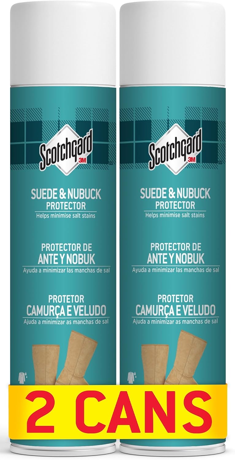 Scotchgard Suede & Nubuck Protector, 2 Cans x 400ml each Water Repellent Spray, Helps Minimize